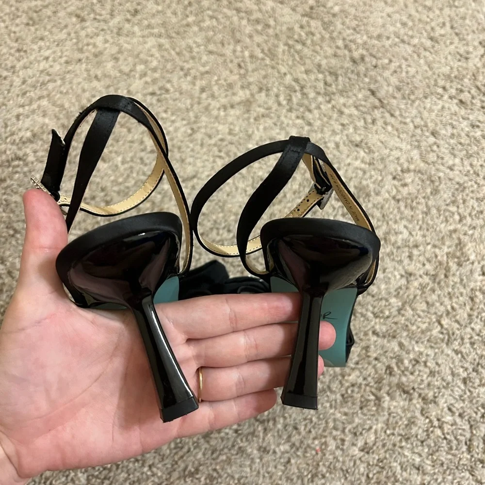 Betsey Johnson Mark Bow Stiletto Heel Pumps Mesh Rhinestone Ankle Strap Size 9.5